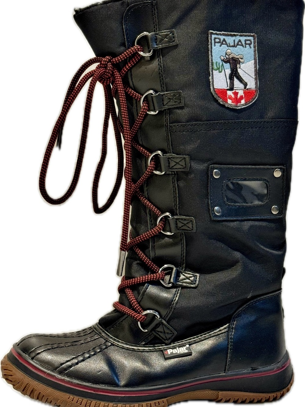 NEW Pajar Black kids Tall Lace-Up Winter Boot with Red Laces